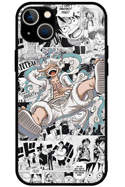 WANNA PROTECT iPhone 13 Premium Kamera Korumalı One Piece Luffy Desenli Gloss...