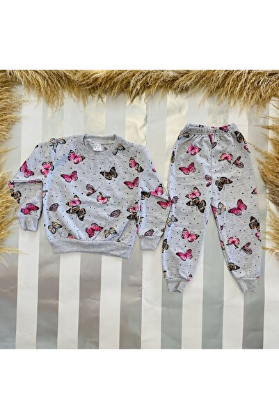 MUSCO طقم بناتي شتوي 2 خيط بطبعة فراشة من الأسفل، طقم كاجوال