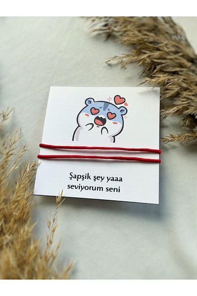 Atölye Merdiven I love you red couple friendship bracelet