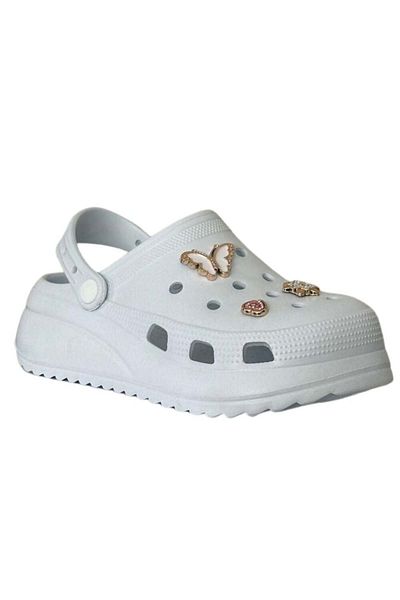 Akınal Bella E428 White Women's Hospital Sabo Slippers Sandals