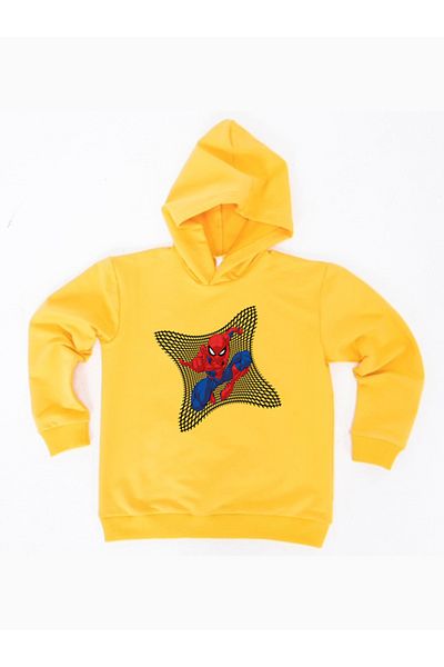 SPIDERMAN Hanorac pentru copii din țesătură de bumbac cu glugă cu imprimeu spiderman