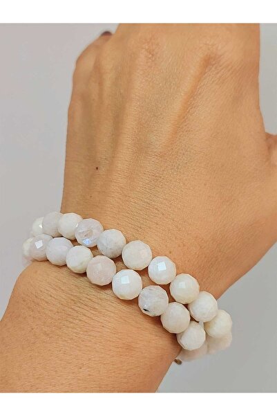 Yasamtohumu Місячний камінь, фасетований, 8 мм, унісекс, подвійний браслет