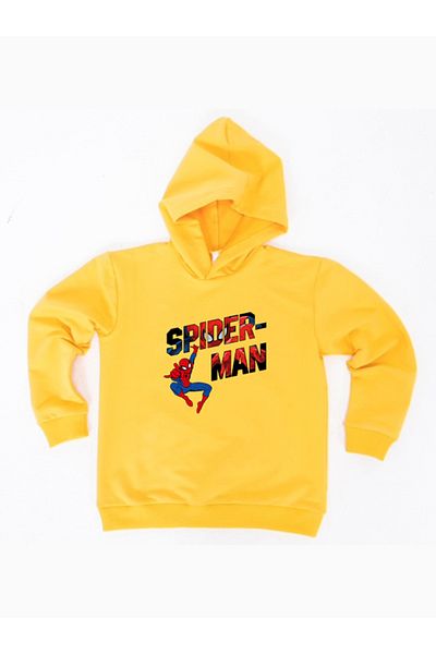 SPIDERMAN Hanorac pentru copii din țesătură de bumbac cu glugă cu imprimeu spiderman