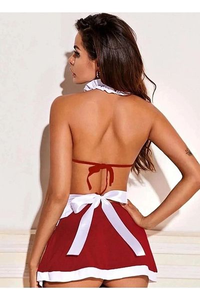 NİMSE LOVE Rochie de servitoare sexy de damă bordeaux Costum de lenjerie de noapte pentru femei