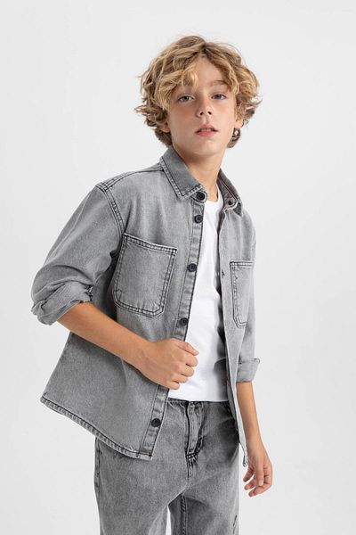 DeFacto Boy's Oversize Fit Jeans Long Sleeve Shirt A3784A823Wn