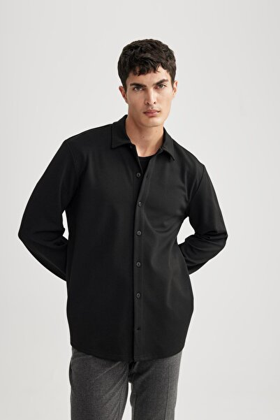 DeFacto Polo Neck Regular Fit Cotton Shirt - Long Sleeve A5649Ax23Au