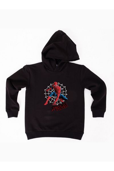 SPIDERMAN Hanorac pentru copii din țesătură de bumbac cu glugă cu imprimeu spiderman