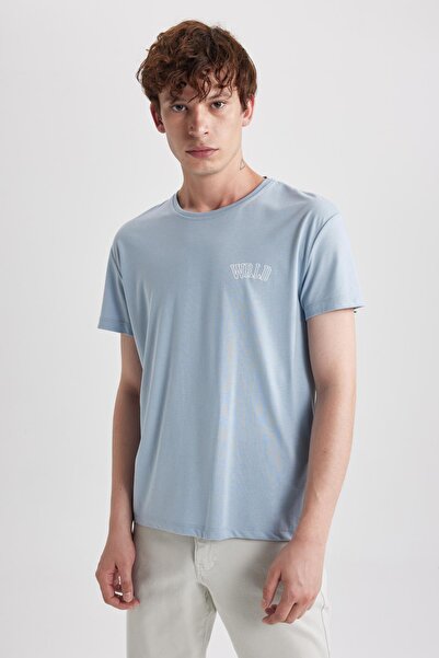 DeFacto Regular Fit Crew Neck Back Printed Short Sleeve T-Shirt B3810ax23hs