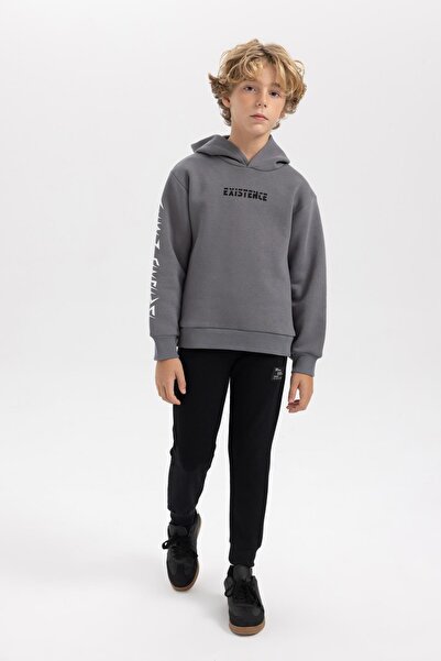 DeFacto Boy's Hooded Back Printed Thick Sweatshirt B2965A823Wn