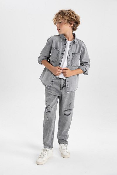 DeFacto Boy's Oversize Fit Jeans Long Sleeve Shirt A3784A823Wn