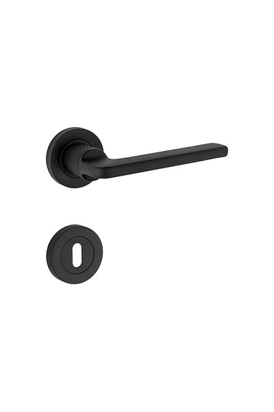 KOLDOOR Hisar Matte Black Room Door Handle with Rosette 1 Set
