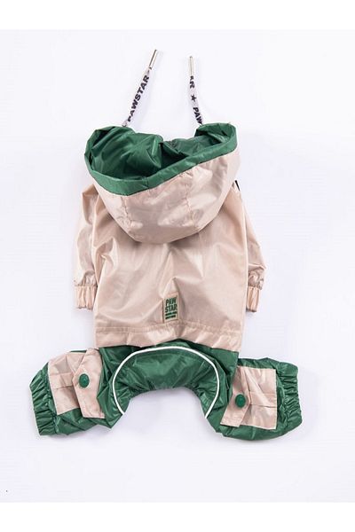 Pawstar Beige-Green Bicolor Dog Jumpsuit Raincoat Dog Raincoat Dog Outfit Dog Dress