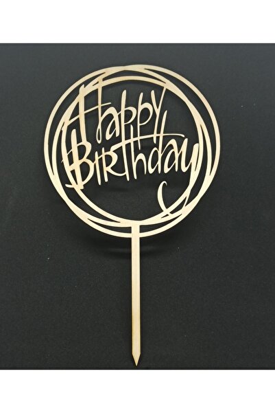 Elfora Wooden Happy Birthday Writing 15 Cm Happy Birthday Ornament Cream Colo...
