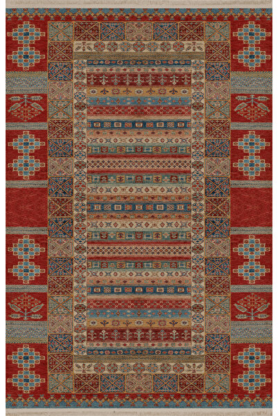 Rugs Modern Halı Covor decorativ vintage cu motiv tradițional cu tematică roș...