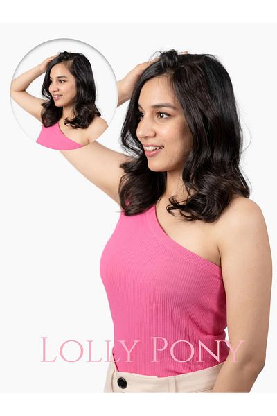 LOLLY PONY شعر بشري بمشبك أصفر ذهبي مقاس 40 سم