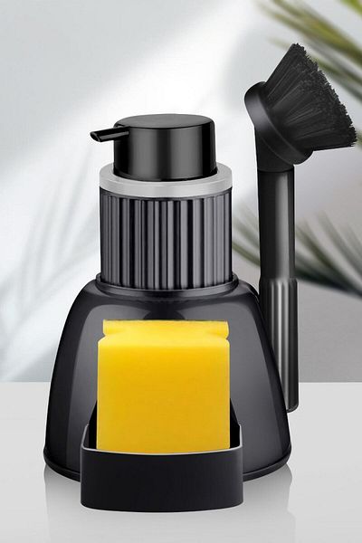 Kavi Entegre Plastik Acrylic Kitchen Set Liquid Soap Dispenser And Brush