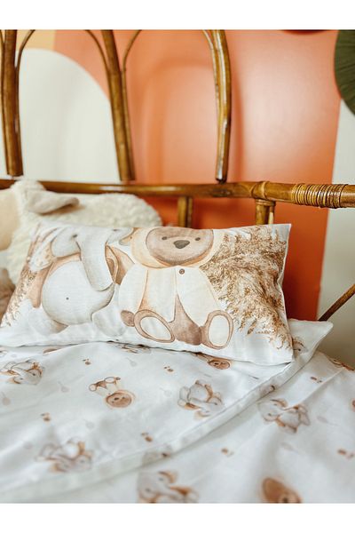 Pithy Cotton Satin Baby with Teddy Bear, Park Bed Duvet Cover Set (60X100CM)-baby Bear