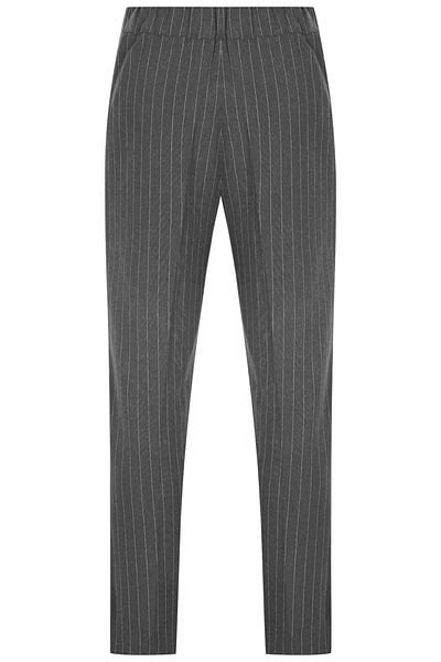 Whenever Company Gray Striped Cigarette Pipe Premium Fabric Trousers with Elastic Back Legs