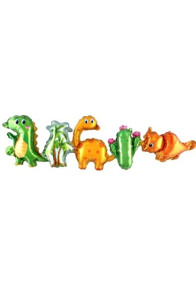 parti sürprizi مجموعة بالونات من رقائق الديناصور اللطيفة مكونة من 5 قطع