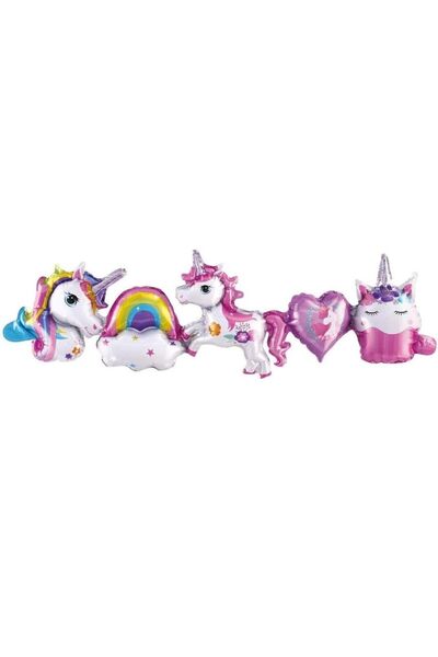 parti sürprizi Unicorn Folyo Balon 5 li Set
