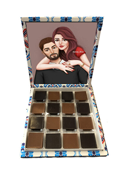 Elit Çikolata Âlâ Hediye Çikolata Kutusu 32'li Madlen Selçuklu Desen Kutu