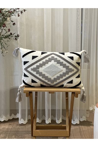 BUGİ HOME COLLECTİON CAZĂ KIRLENT BRODATĂ CU PONCH GEOMETRIC BRODAT SINGUR PUNCH
