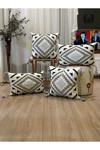BUGİ HOME COLLECTİON PACHET DE 4 PUNCH BRODAT PUNCH GEOMETRIC BRODAT TEACĂ KIRLENT