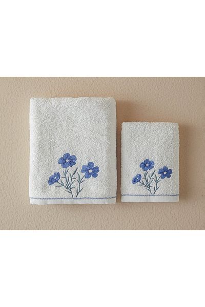 English Home Set prosoape de față brodate din bumbac Creeper 50x80+30x45 cm Ecru