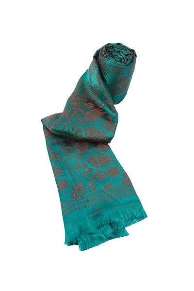 Ramada İpek Women's Silky Shiny Jacquard Shawl Petrol