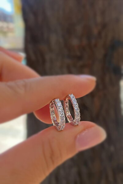 Erer Gümüş Gümüş iç çapı 12 mm 2 mm taşlı halka küpe