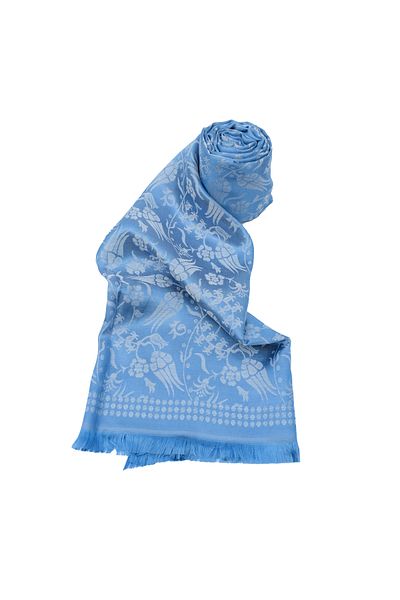 Ramada İpek Women's Silky Shiny Jacquard Shawl Blue