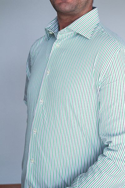Camicissima Green Striped Slim Fit Men's Shirt