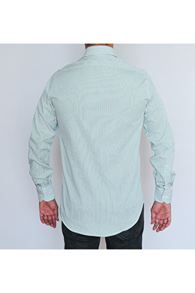Camicissima Green Striped Slim Fit Men's Shirt
