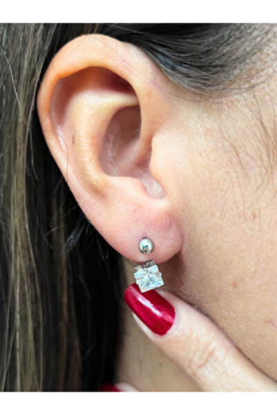 TÜKKAN ACCESSORİES 316L CERRAHİ ÇELİK ZİRKON KARE TAŞ U PİERCİNG KIKIRDAK HEL...