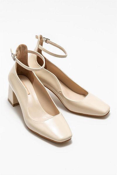 Elle Shoes Beige Women's Heeled Shoes