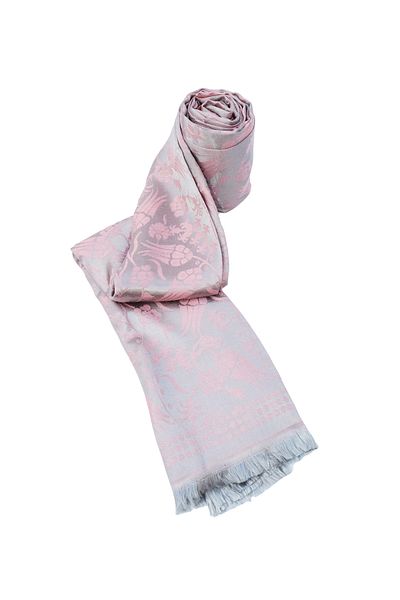 Ramada İpek Women's Silky Shiny Jacquard Shawl Silver