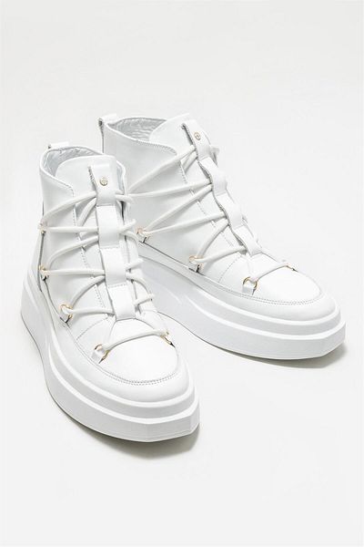 Elle Shoes White Leather Men's Sports Boots