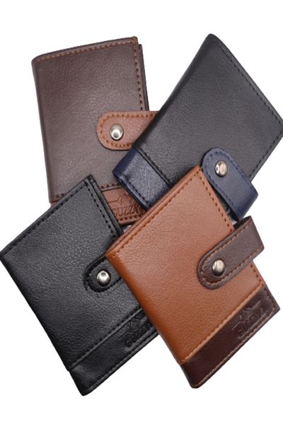 Astakos Men's Vegan Synthetic Leather Vertical Cut Sports Classic Card Holder Wallet Width 8.5x11 cm