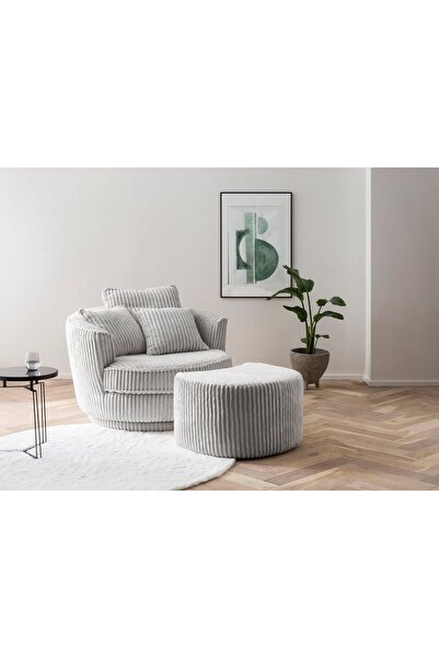 EMBA LUXURY - NEHİR TEDDY KUMAŞ YUVARLAK BERJER-PUFLU