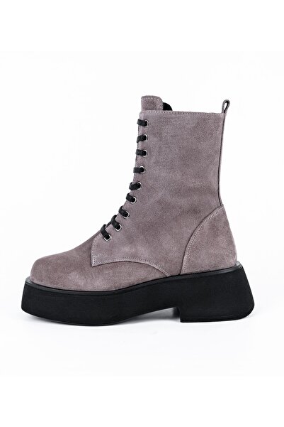 Sibel Durmaz SANDRA Gri Gerçek Deri Postal