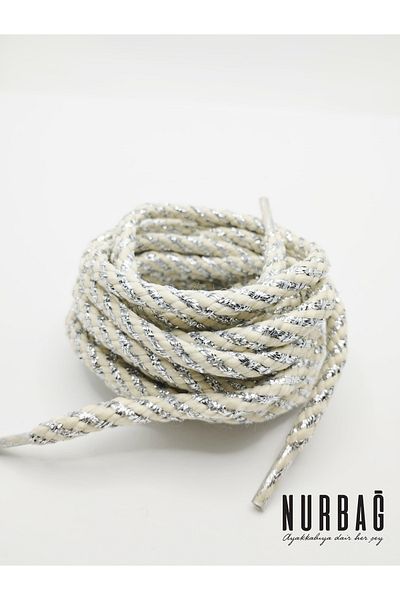 NURBAĞ DOKUMA Sneakers beige silver glitter polyester laces 150 cm 1 pair BS41