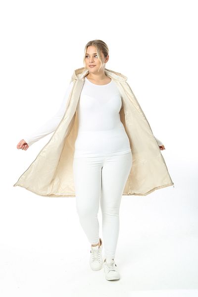 XL Modam WOMEN'S LARGE SIZE QUILTED HOODED CREAM VEST