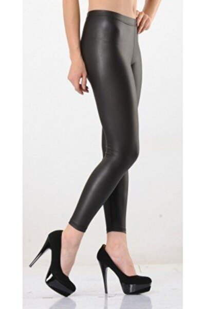 Mary Lüx Ženske crne sjajne kožne leggins