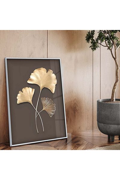 Zevahir Mobilya Dekorasyon Desen modern cu cadru metalic argintiu, tema florală, pictură din sticlă irezistibilă