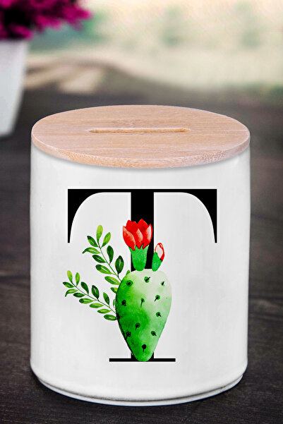 yhfoto Kasica prasica sa slovom T (KERAMIKA) - Kaktus T - K172