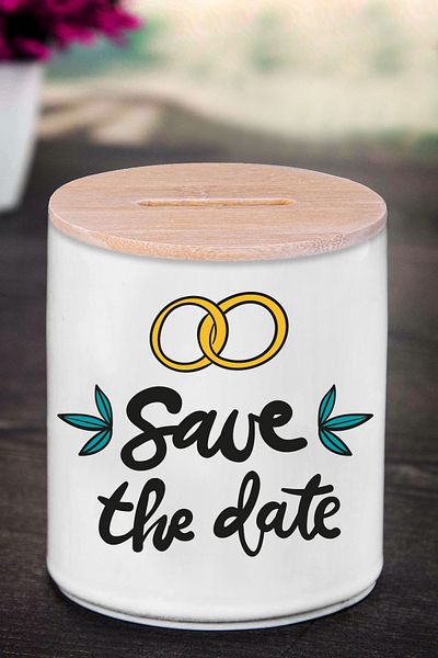 yhfoto Save The Date - Προσαρμοσμένο Σχεδιασμένο Δαχτυλίδι Κουμπαράς - K293