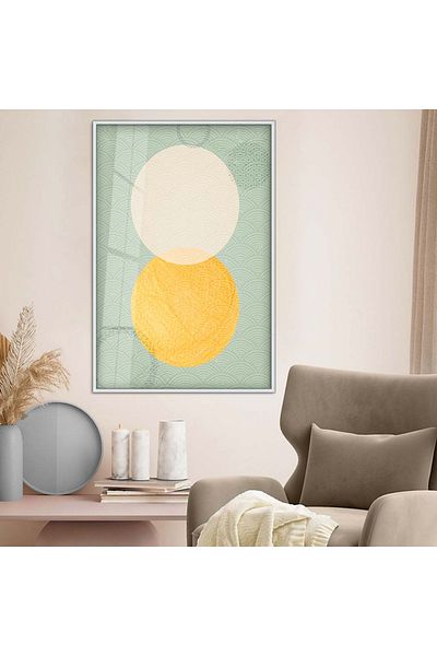 Zevahir Mobilya Dekorasyon Model geometric cu cadru metalic argintiu Desen modern Pictură din sticlă irezistibilă