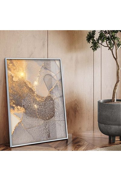Zevahir Mobilya Dekorasyon Tema abstractă cu cadru metalic argintiu Desen modern Pictură pe sticlă irezistibilă
