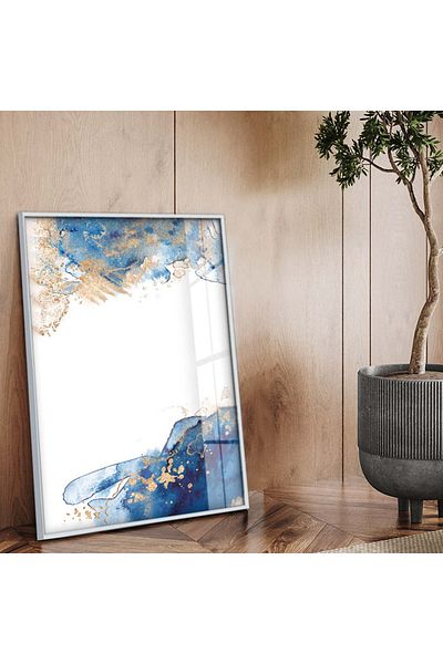 Zevahir Mobilya Dekorasyon Tema abstractă cu cadru metalic argintiu Desen modern Pictură pe sticlă irezistibilă