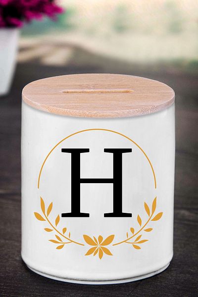 yhfoto Κουμπαράς με γράμμα H (ΚΕΡΑΜΙΚΟ) - Crown H - K134